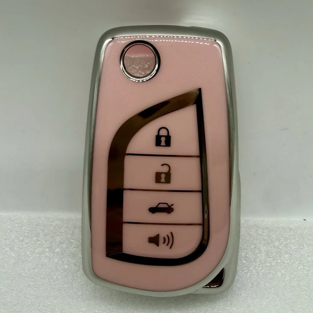 Pink Key Fob Skin 4 Button for Toyota Camry 2018-2022, Corolla‎ 2020-2021